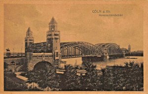 GERMANY~KOHL a. RHEIN-HOHENZOLLENBRUCKE-SEPIA PHOTO POSTCARD