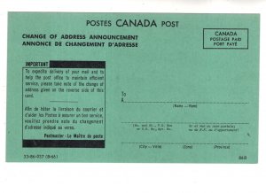 Canada Post, Change of Address Announcement 1966 Postcard