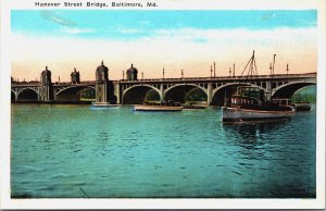 Hanover Street Bridge Baltimore Maryland Linen Postcard C202