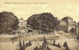 Germany Wiesbaden Bowling Green Kurhaus Kgl Hoftheater Vintage Postcard 07.10