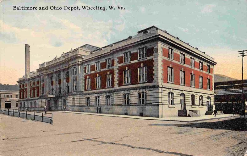 Baltimore & Ohio Railroad Depot Wheeling West Virginia 1910c postcard