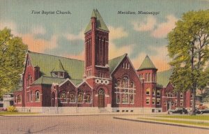 Postcard First Baptist Church Meridian Mississippi MS