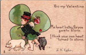 Tucks 3 Valentine From Many Lands Irish Shamrock Pigs Vintage Postcard R41