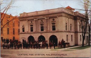 Central Fire Station Kalamazoo Michigan Postcard C219