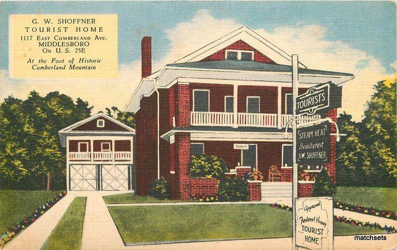 1940s Shoffner Tourist Home MIDDLESBORO KENTUCKY linen BEALS Postcard 2577