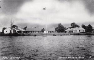 COPPER HARBOR MICHIGAN UNITED STATES ARMY FORT WILKINS REAL PHOTO POSTCARD 1940s