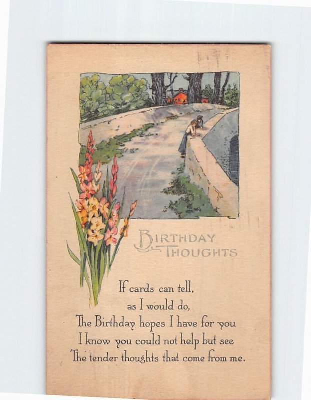 Postcard Birthday Greeting Card with Poem and Flowers Art Print