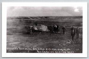 Avaition Badgers Red Devil Bladwin Biplane 1911 At Chicago c1950 Postcard U24