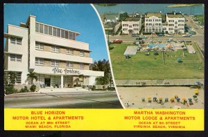 FL MIAMI BEACH Blue Horizon Motor Hotel VIRGINIA BEACH Martha Washington Chrome