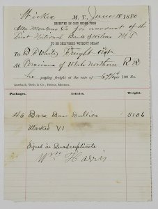 Alta Montana Mine Correspondence First Ntl Bank Helena 1880 Billhead Bullion 4HA