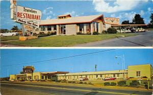 Maryville Tennessee 1950s Postcard Travelers Motel & Restaurant
