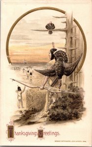1914 Native American Turkey Sunset - Embossed-Thanksgiving- John Winsch JO5