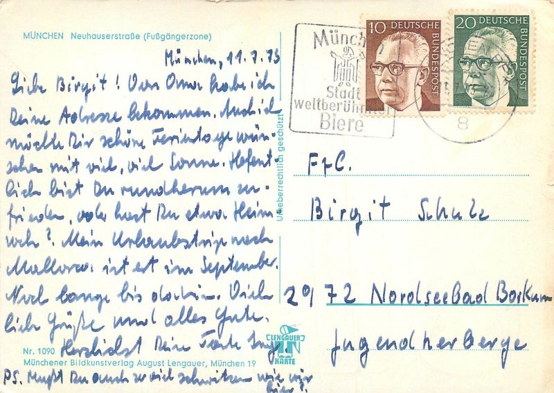 Postcard Germany Munchen Neuhauserstrasse Pedestrian area