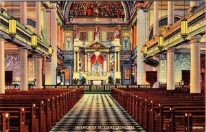 2~LINEN Postcards New Orleans, LA Louisiana ST LOUIS CATHEDRAL & CHURCH INTERIOR