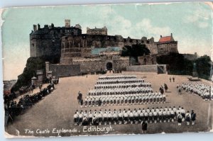 The Castle Esplanade Edinburgh UK w Bag Pipes Postcard 1920