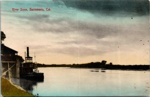Postcard CA Sacramento River Scene Steamer ~1910 M76