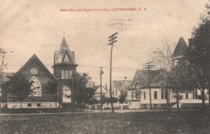 Vintage Postcard 1910's Methodist and Baptist Churches Lestershire New York NY