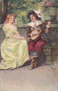 Romantic Victorin Couple Man Playing Guitar 1907