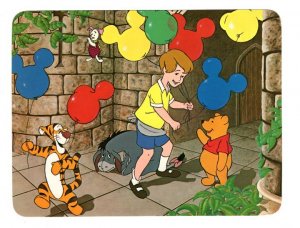 Pooh Bear, Christopher Robin, Balloons Disney Cartoon, Large 5 X 7 inch Postcard