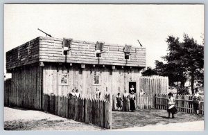 First Fort And Meeting House, Plimouth Plantation, Plymouth MA, Vintage Postcard