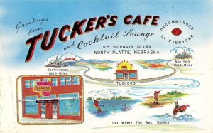 NORTH PLATTE, Nebraska NE   TUCKER'S CAFE & COCKTAIL LOUNGE  Roadside  Postcard