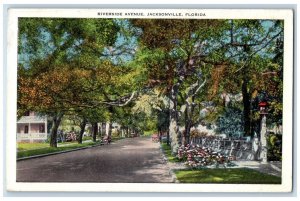 1928 Scenic View Riverside Avenue Trees Street Jacksonville FL Vintage Postcard 