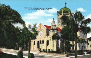 USA Memorial Presbyterian Church St Augustine Florida Linen Postcard 03.70