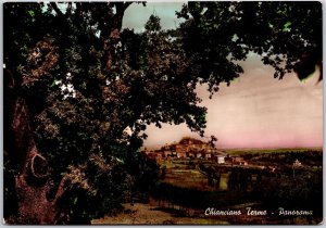 Panorama Chianciano Terme Italy Huge Trunk Tree Houses Grounds Postcard
