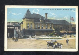 ROCKFORD ILLINOIS RAILROAD DEPOT TRAIN STATION VINTAGE POSTCARD FREEPORT IL DEAN