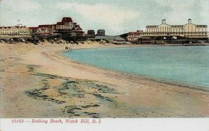 Bathing Beach, Watch Hill, Rhode Island, Very Early Postcard, Unused