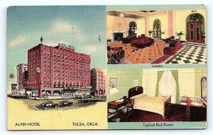 TULSA, OK Oklahoma ~ ALVIN HOTEL 1940 Linen Multiview Postcard