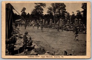 Vtg Augusta Georgia GA Camp Hancock Airing Out 1910s WWI Postcard