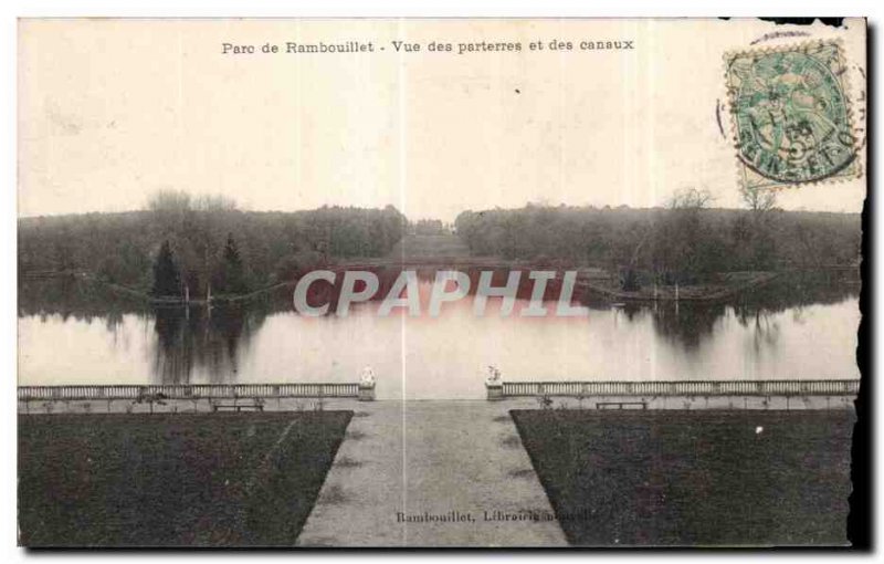 Old Postcard Park View of Rambouillet Flower beds and canals