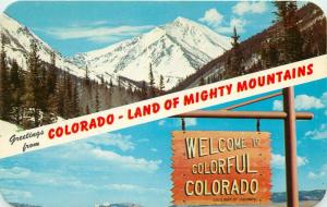 Greetings from Colorado Land of Mighty Mountains CO pm 1963 Postcard