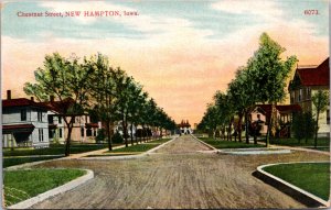 Postcard Chestnut Street in New Hampton, Iowa