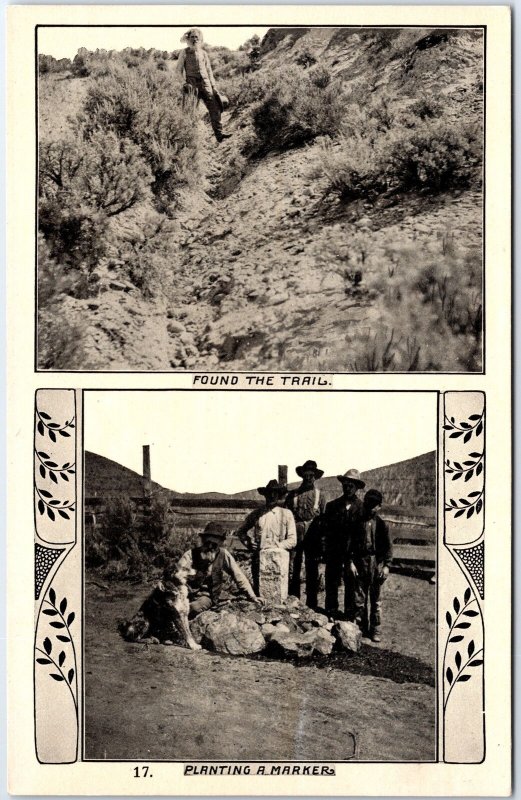 VINTAGE POSTCARD FOUND THE TRAIL & OLANTING A AMRKER OREGON TRAIL 1906