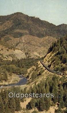 The Feather River Canyon, CA, CA USA Trains, Railroads 1958 light wear, posta...