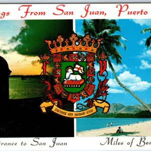 c1960s San Juan PR Greeting Sea Entrance StarFort Castle Battery Beach Seal A222