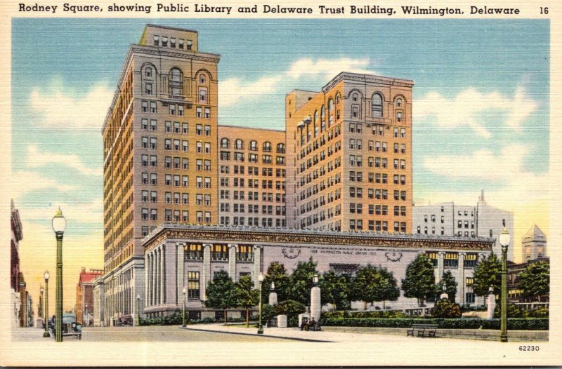 Delaware Wilmington Rodney Square Showing Public Library and Delaware Trust B...