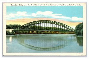 Tyngsborough Bridge Lowell  Massachusetts MA WB Postcard Z10