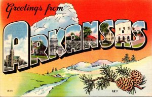 Arkansas Greetings From Large Letter Linen