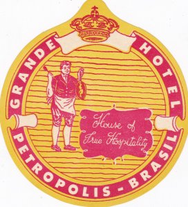 Brasil Petropolis Grande Hotel Vintage Luggage Label sk3098