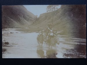 Derbyshire DOVEDALE Mules Crossing the Ford Old RP Postcard by Photochrom