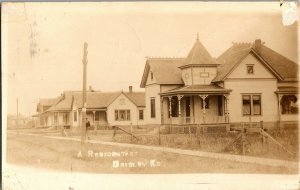 RPPC Residential Street, Gridley KS Vintage Postcard I57