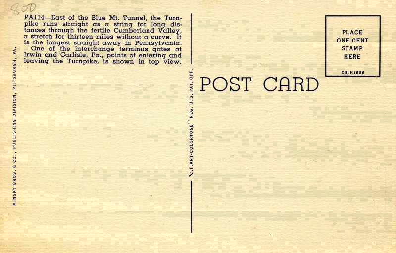 PA - Pennsylvania Turnpike. Longest Stretch & Toll Gate