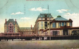 VINTAGE POSTCARD THE NEW HOTEL DENNIS ATLANTIC CITY NEW JERSEY MAILED 1908 AS-IS