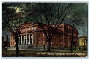 1908 Franklin County Memorial Hall Exterior Building Columbus Ohio OH Postcard