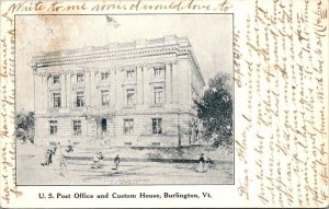 Vintage Vermont Postcard - Burlington - US Post Office and Custom House