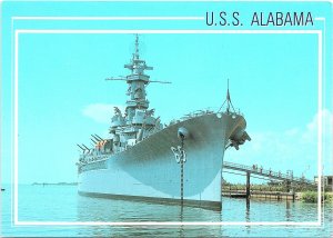 VINTAGE CONTINENTAL SIZE POSTCARD U.S.S. ALABAMA MOBILE AL