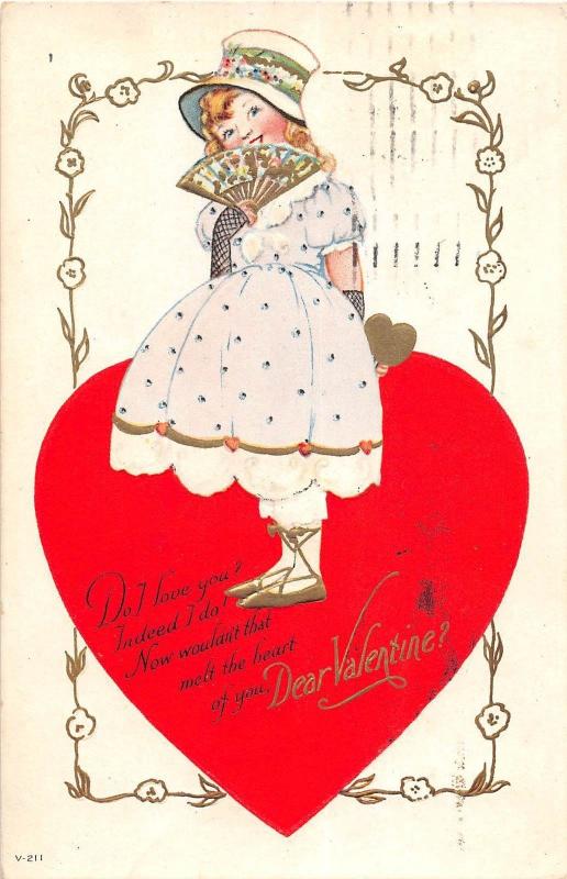 D36/ Valentine's Day Love Holiday Postcard 1924 Toledo Ohio v-211 Heart Girl 5